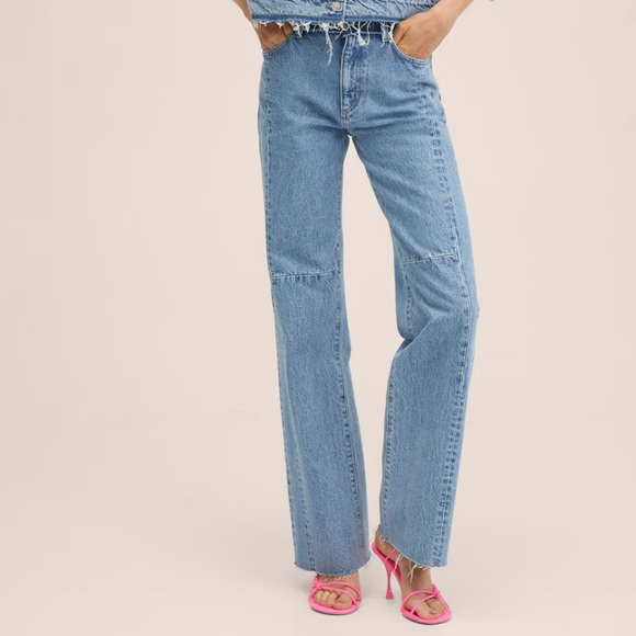 Denim straight high waist light wash jeabs - Picture 1 of 13